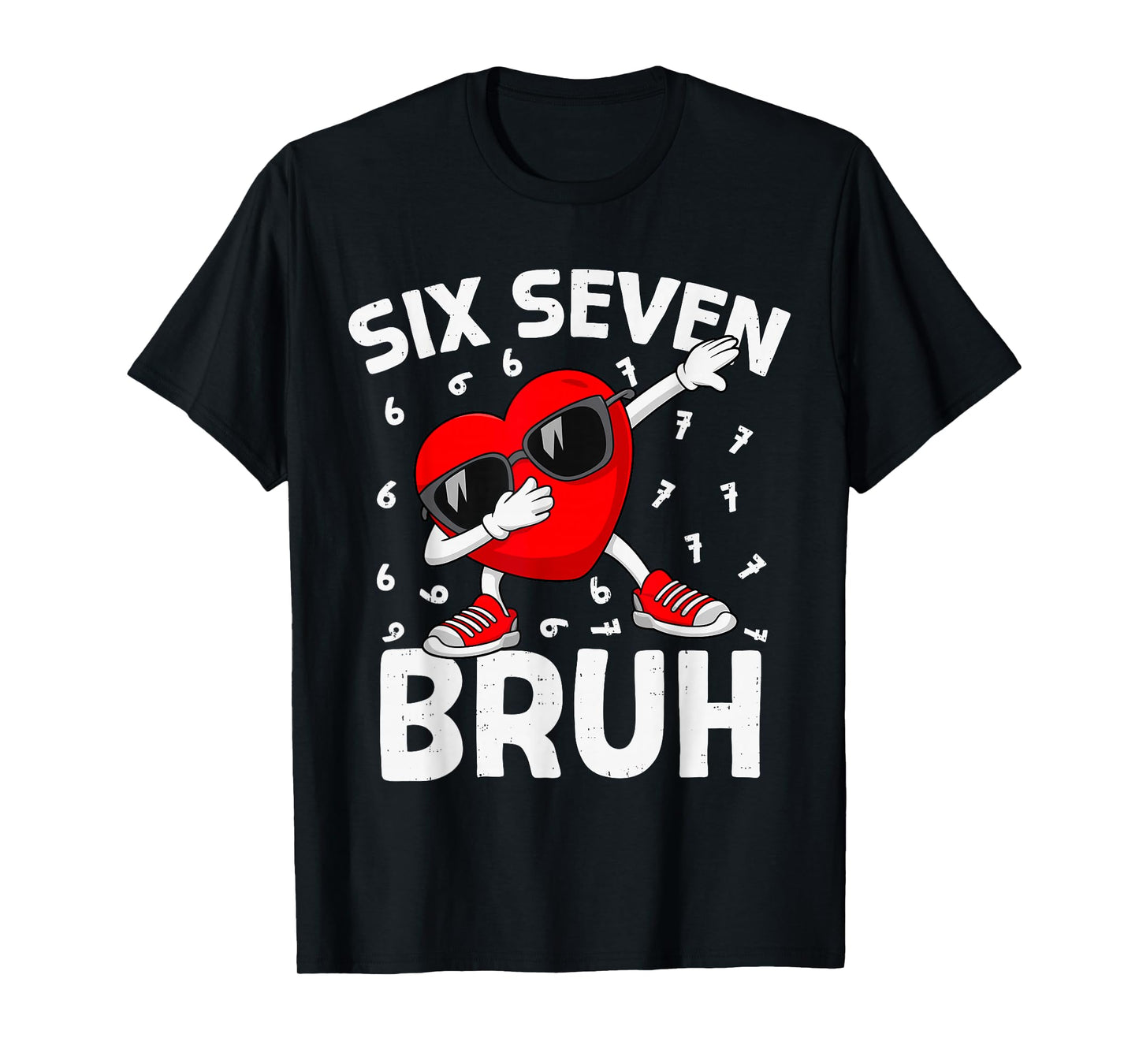 Valentines Day Six Seven Bruh 6 7 Meme Dab Heart Boys Kids T-Shirt