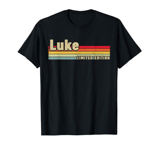 First Names Apparel Kids Unisex Luke Name Personalized Birthday Funny Black Letter Print Crew Neck Short Sleeve T-Shirt