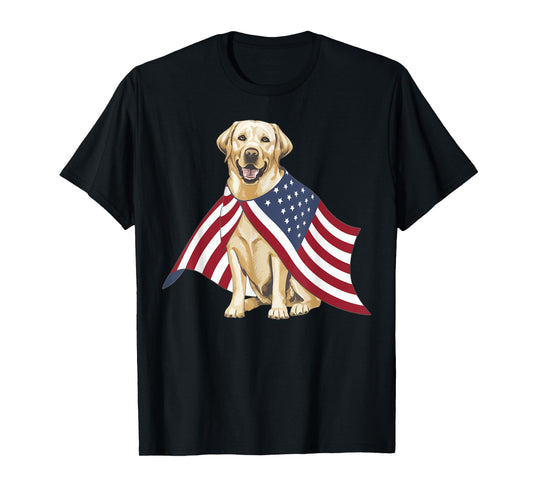 Yellow Labrador Labs Patriotic American Flag Dog 4th of July T-Shirt