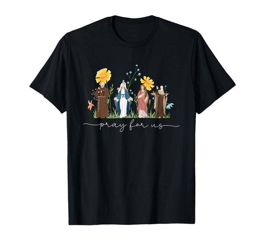 Catholic Saints Floral Women Religious Men Women Kids T-Shirt