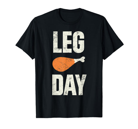 Funny Thanksgiving Tees Leg Day Turkey Retro Black Crew Neck Short Sleeve T-Shirt Unisex-Adults Kids Small