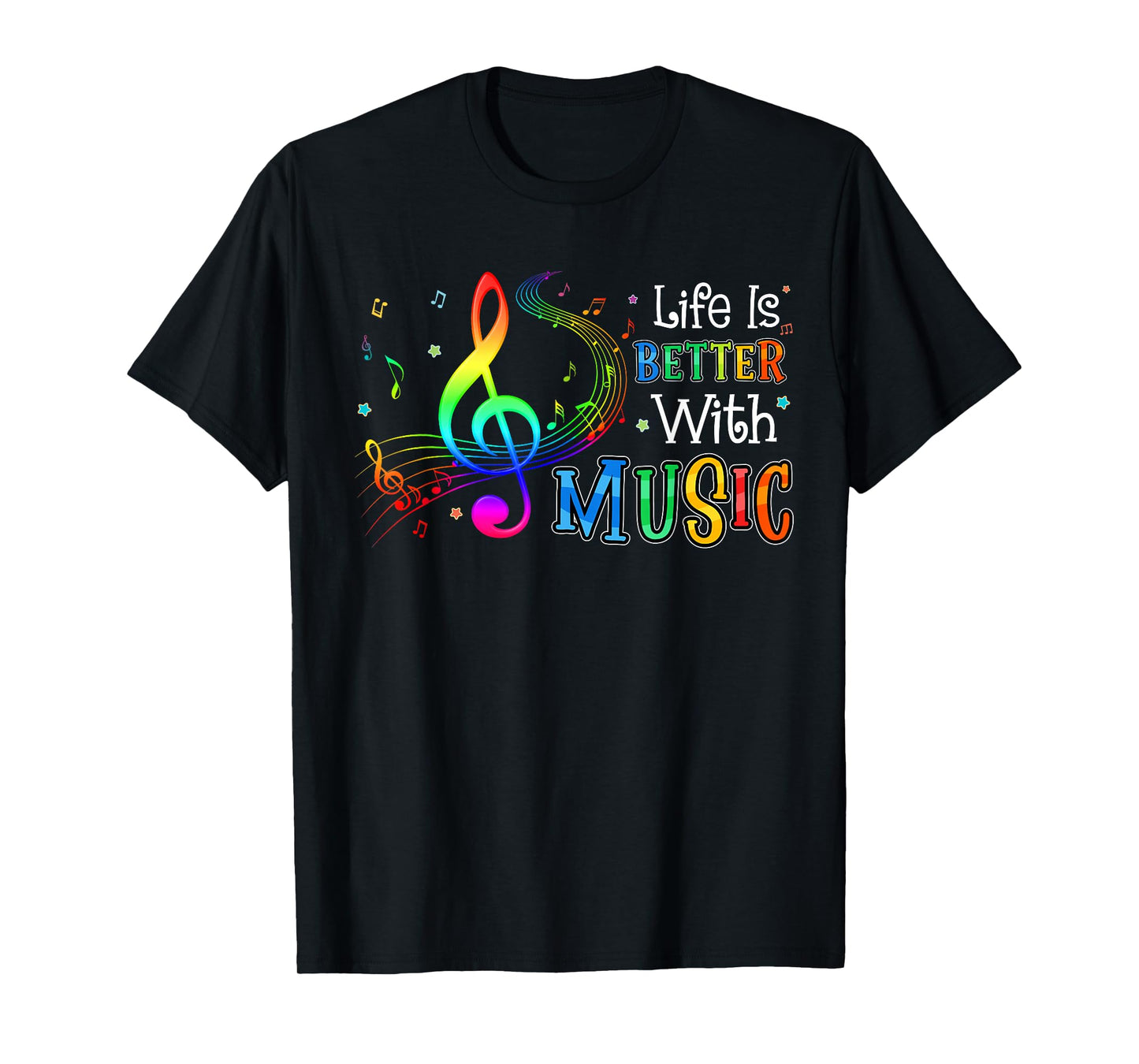 Life is Better with Music Notes Teen Girl Women Musician T-Shirt