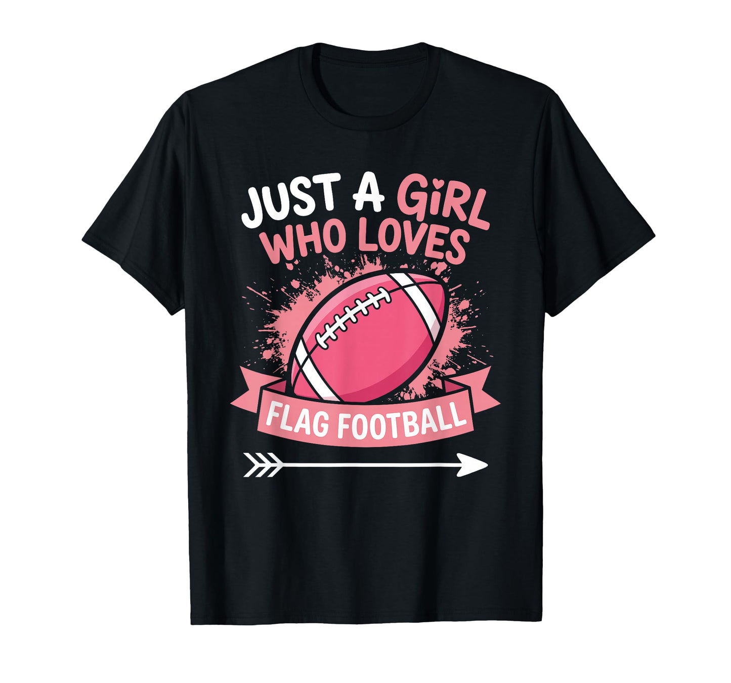 Flag Football Girl Pink Sports Design T-Shirt