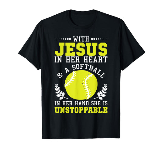 Christian Softball T-Shirt Religious Baseball Gift T-Shirt