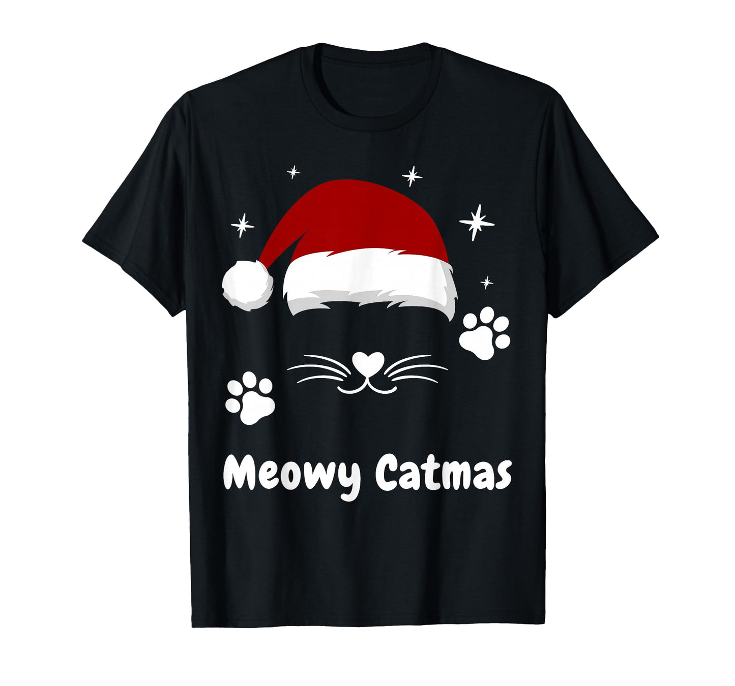 Meowy Catmas Cute Kitten Cats Santa Hat Christmas Xmas T-Shirt