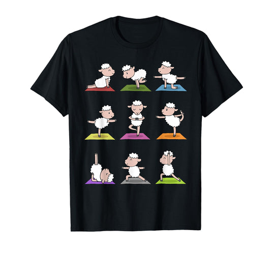 Sheep Yoga T-Shirt Funny Cute Sheeps In Yoga Poses Tee T-Shirt