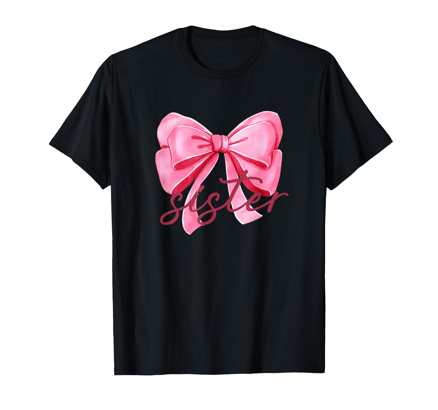 Sister Pink Bow Birthday Baby Shower Family Pink Ribbon T-Shirt