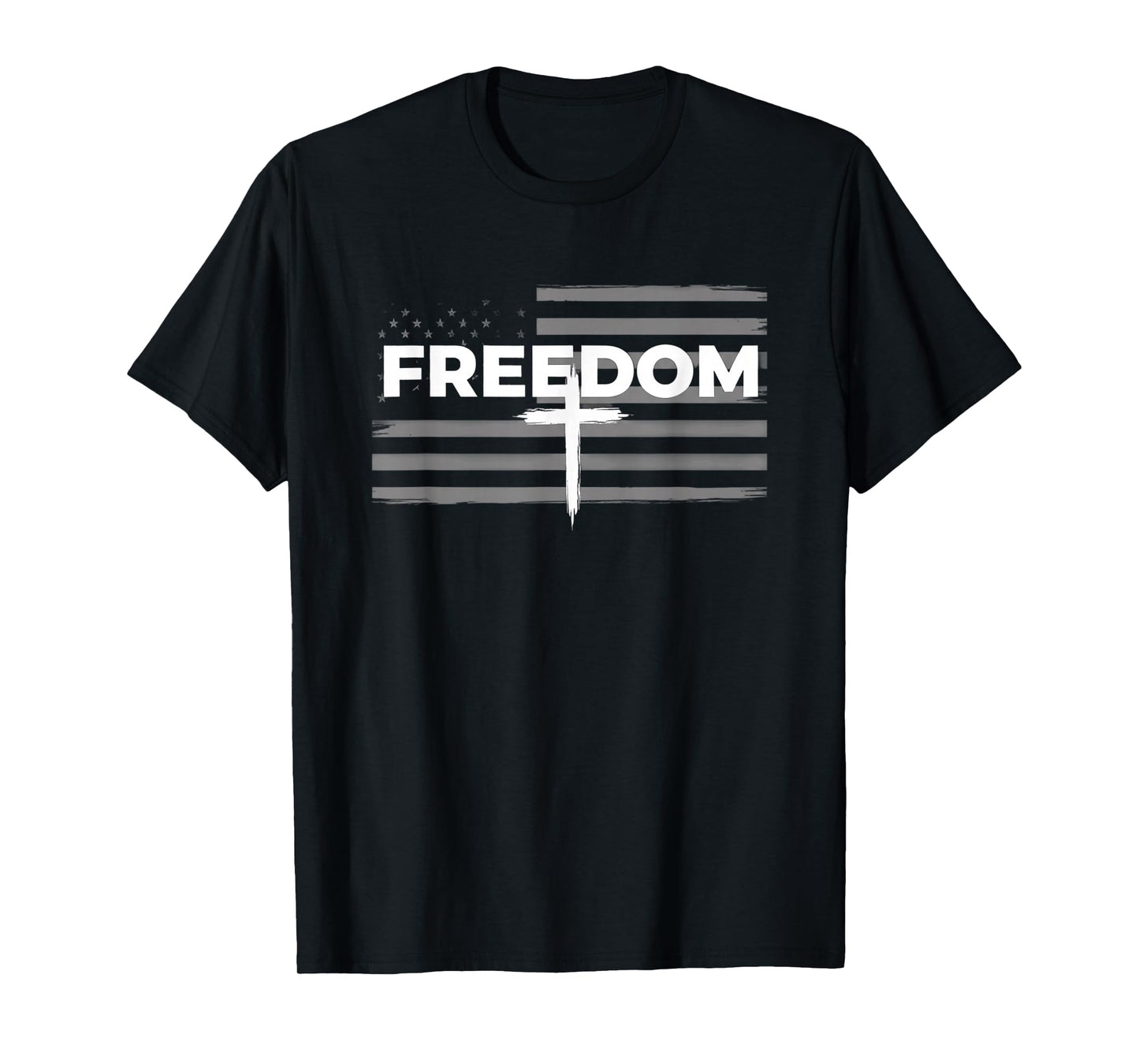 Christian Freedom Cross - Patriotic Faith & Country Flag T-Shirt
