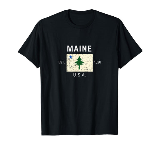 Flag of Maine Shirt Established 1820 Pine Tree State T-Shirt