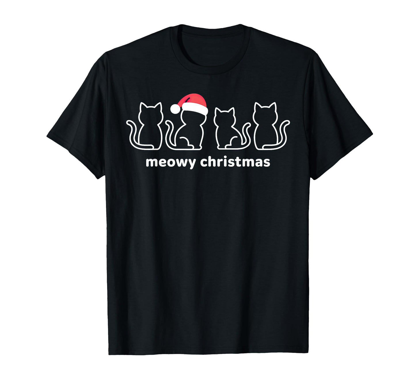 Meowy Catmas Cat Christmas Kitten Cats Santa Hat Xmas T-Shirt