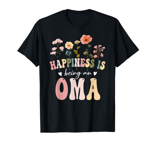 Happiness is Being an Oma Floral Design Oma Mother's Day T-Shirt