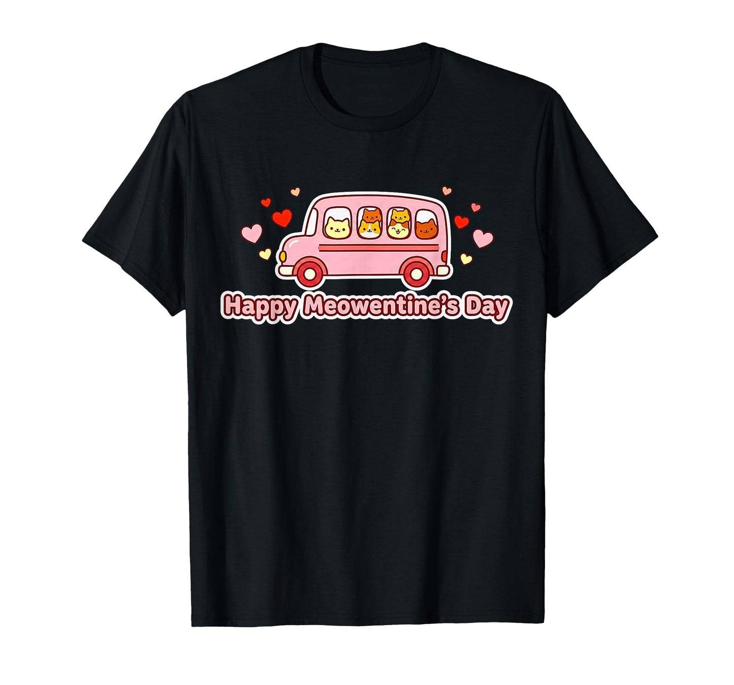 Happy Meowentine’s Day – Funny Cats Riding School Bus Design T-Shirt