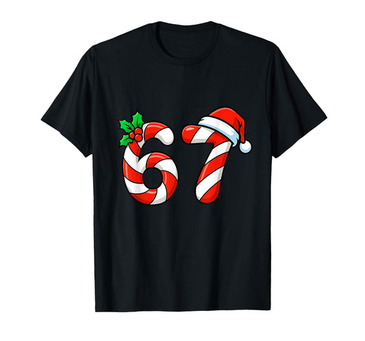 Six Seven 67 Candy Canes Christmas Meme 6 7 Women Men Kids T-Shirt