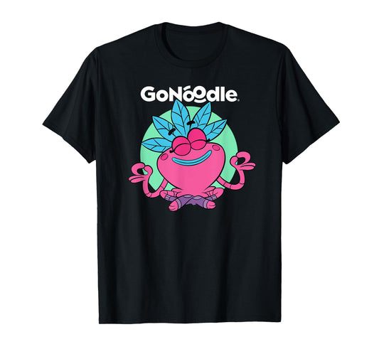 GoNoodle Om Petalhead Champ T-Shirt - Unisex-Adults & Kids - Black - Small - Short Sleeve - Classic Fit - Cotton & Polyester - Modern Classic - Stylish - Dancing & Running - All Seasons