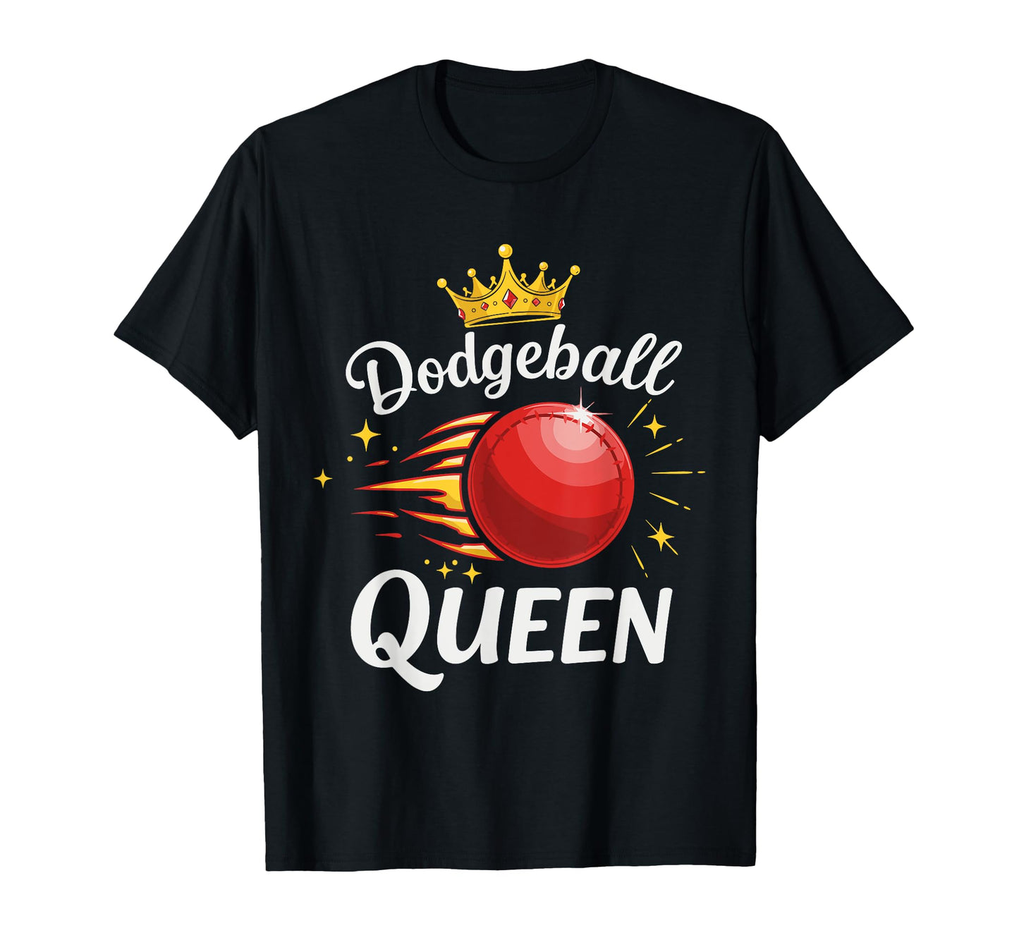 Dodgeball Queen with Crown and Red Ball Design T-Shirt