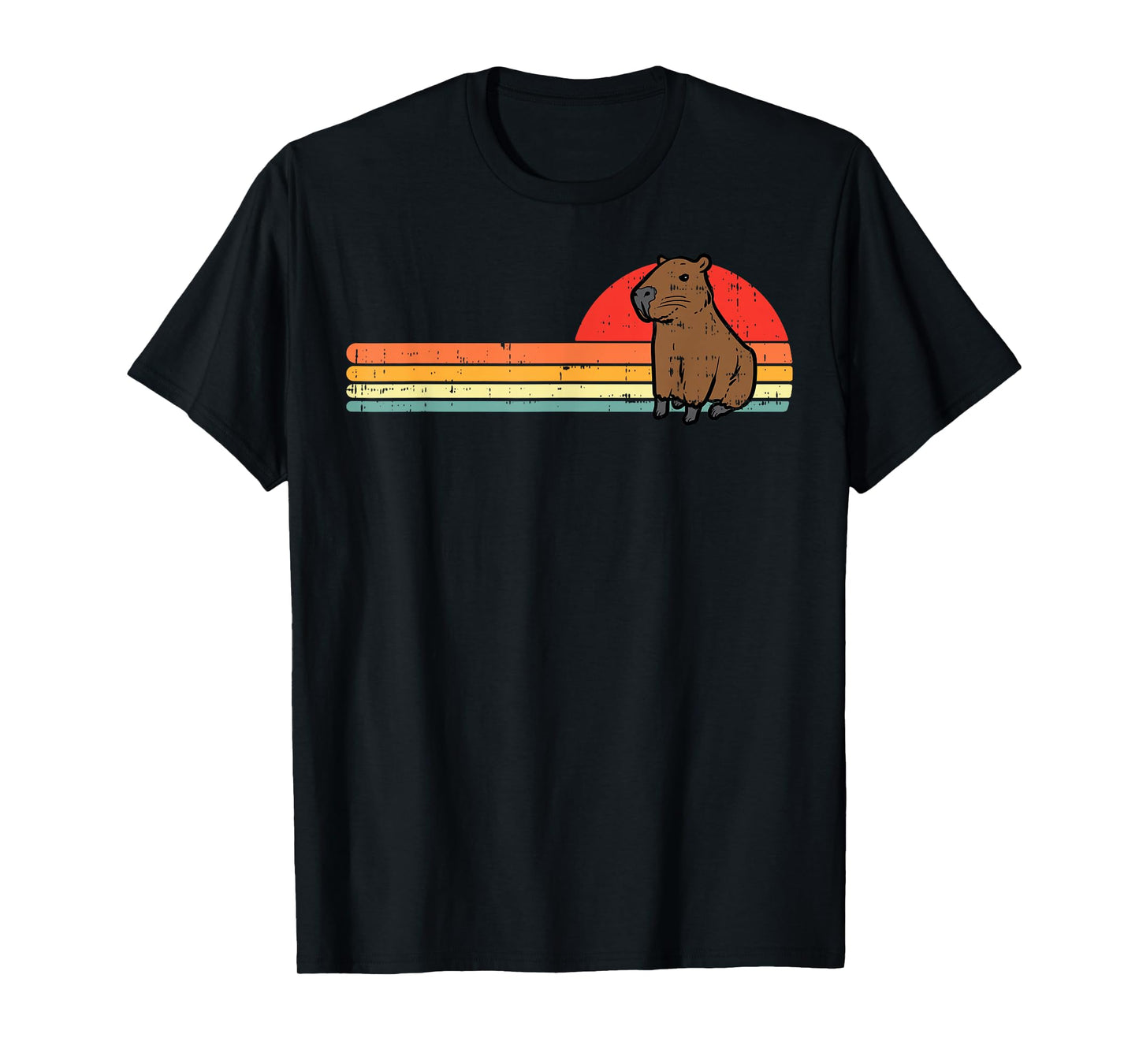 Capybara Chest Sunset Retro Capy Rodent Men Women Kids Youth T-Shirt