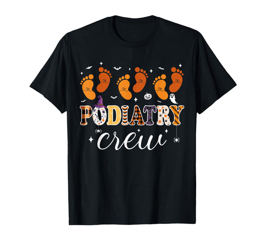 Podiatry Crew Footprint Podiatrist Pumpkin Ghost Halloween T-Shirt