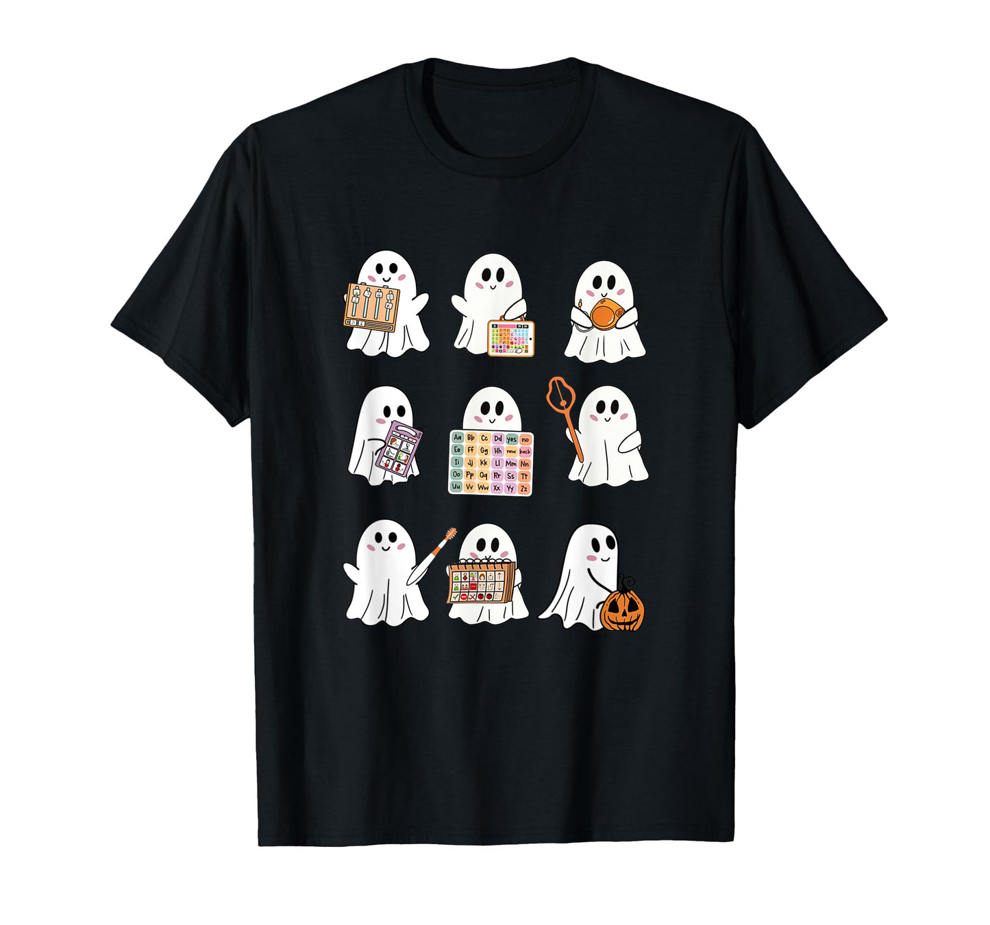 Retro SLP Ghost Halloween Speech Therapy Autumn Fall T-Shirt