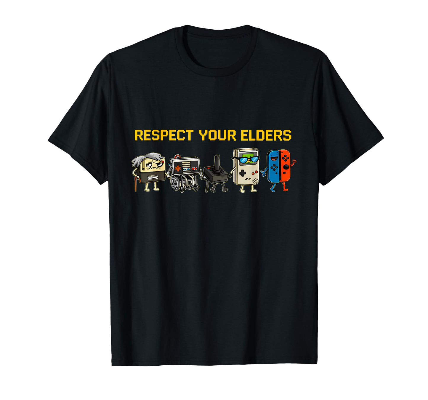 Respect Your Elders Funny Retro Gaming Console Parade T-Shirt