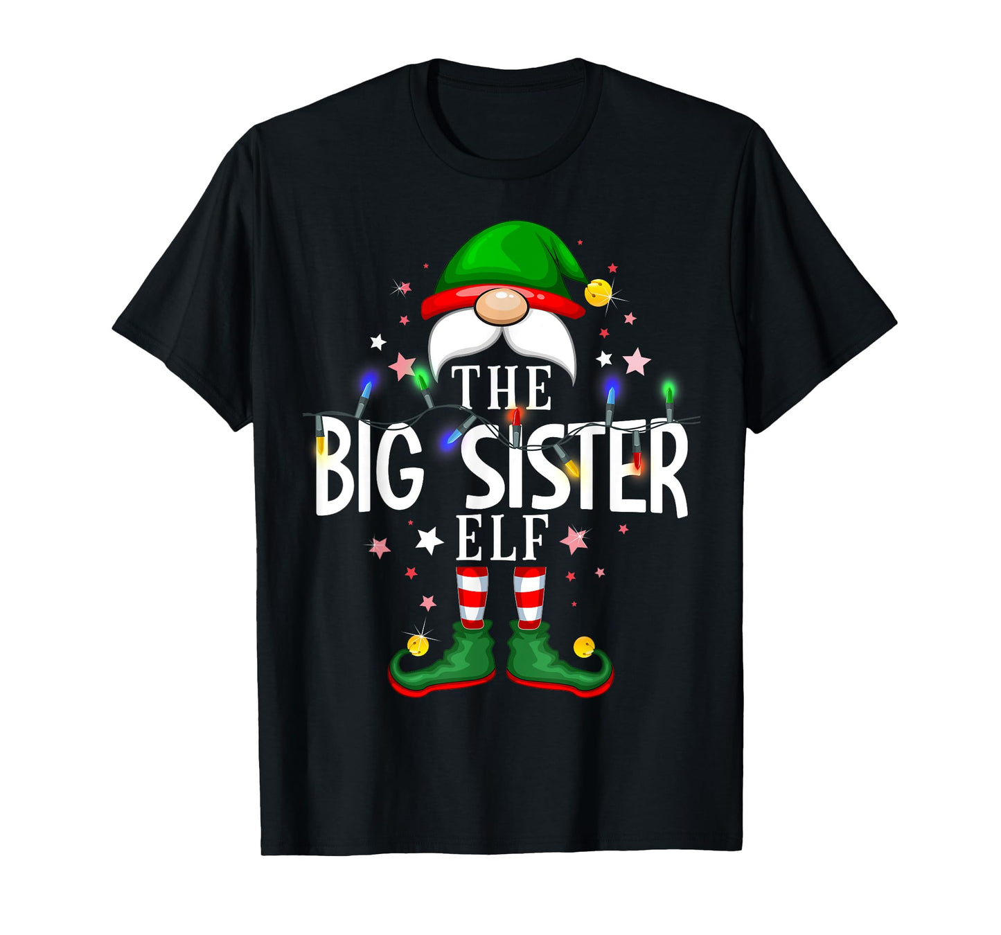 The Big Sister Elf Christmas Family Pajama Party T-Shirt
