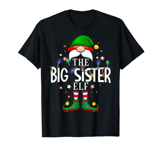 The Big Sister Elf Christmas Family Pajama Party T-Shirt