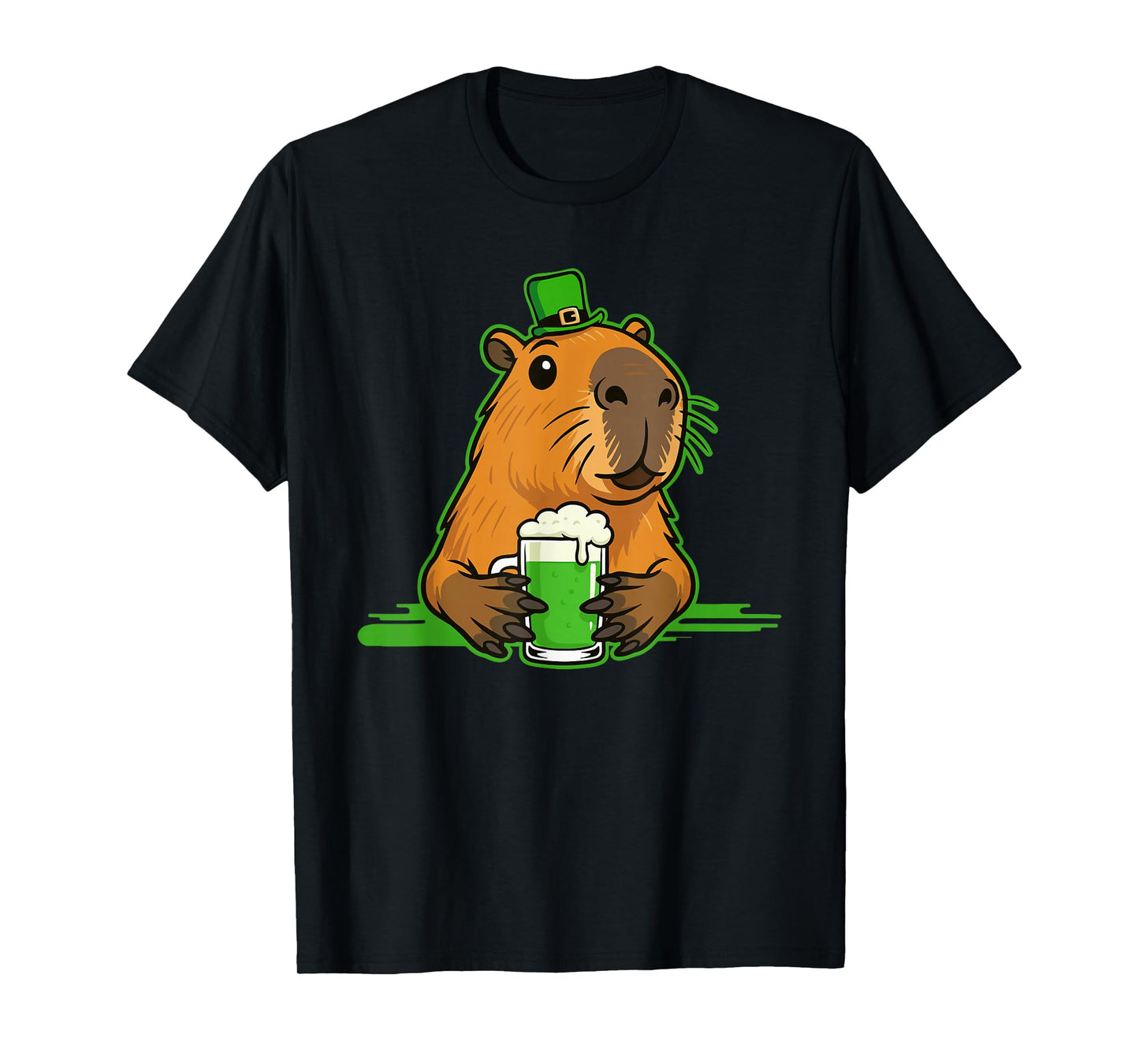 Capybara St Patty's Shamrock Beer Funny St Patrick's Day T-Shirt