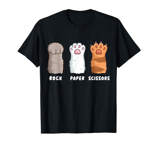 Cat Lover Cat Owner Funny Cat Rock Paper Scissors T-Shirt