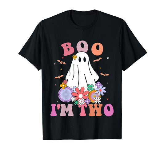 Kids Ghost Boo I'm Two Yr 2nd Birthday Kids Halloween Toddler T-Shirt