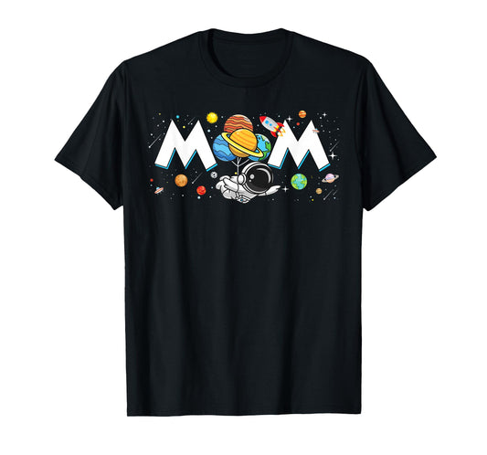 Mom of The Birthday Boy Funny Astronaut Space Family Planets T-Shirt
