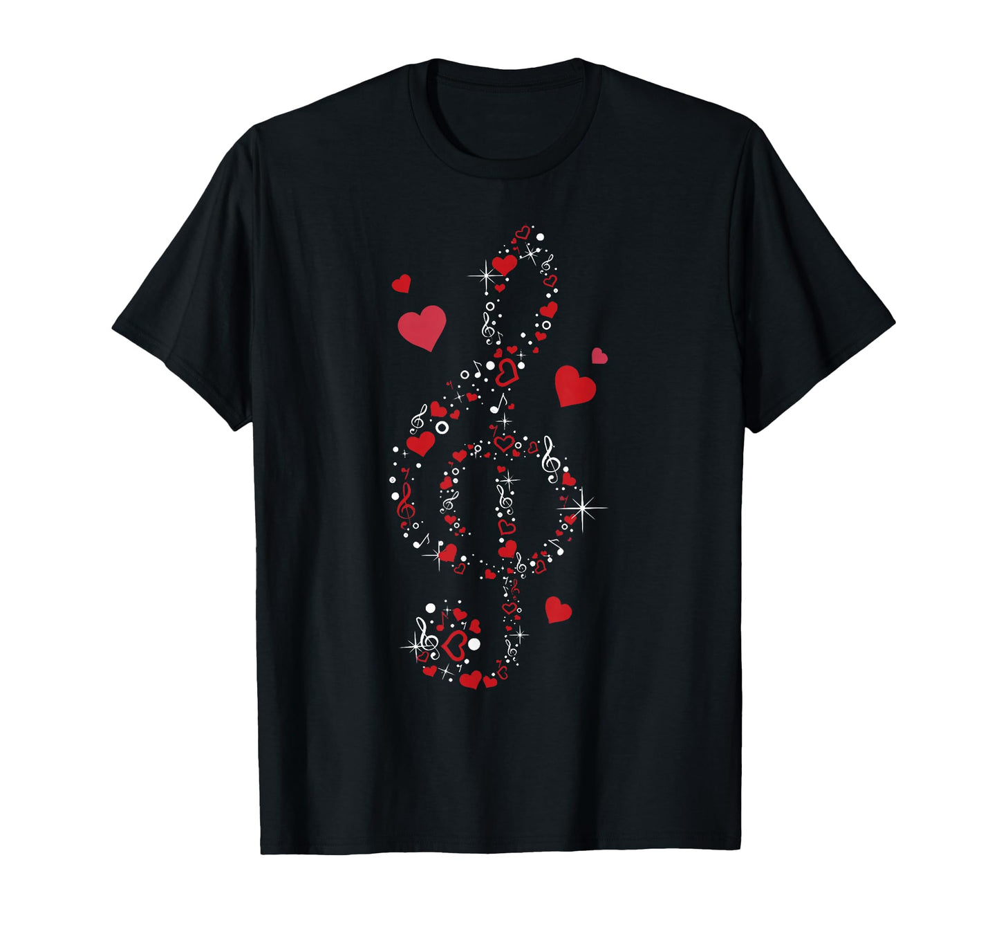 Music Notes Valentines Hearts Treble Clef Musician Teacher T-Shirt