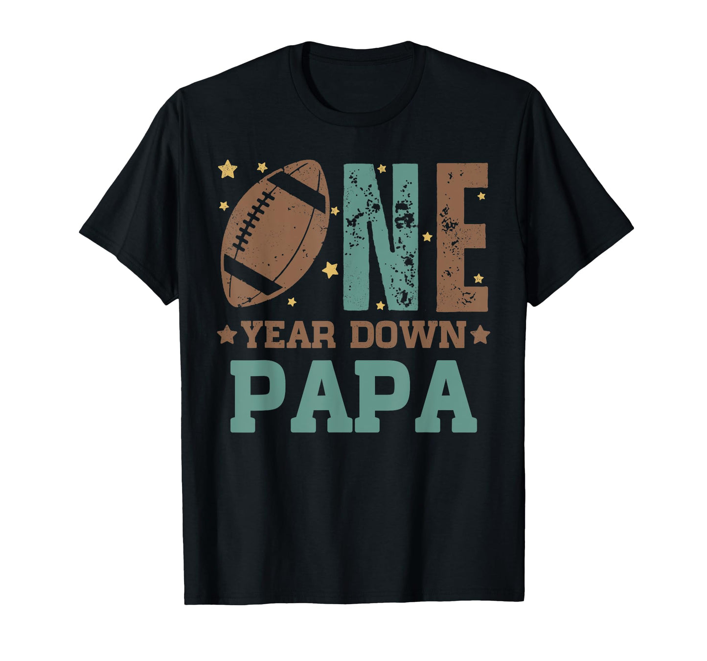 Papa of the 1 Year old Football 1st Year Down Birthday Party T-Shirt