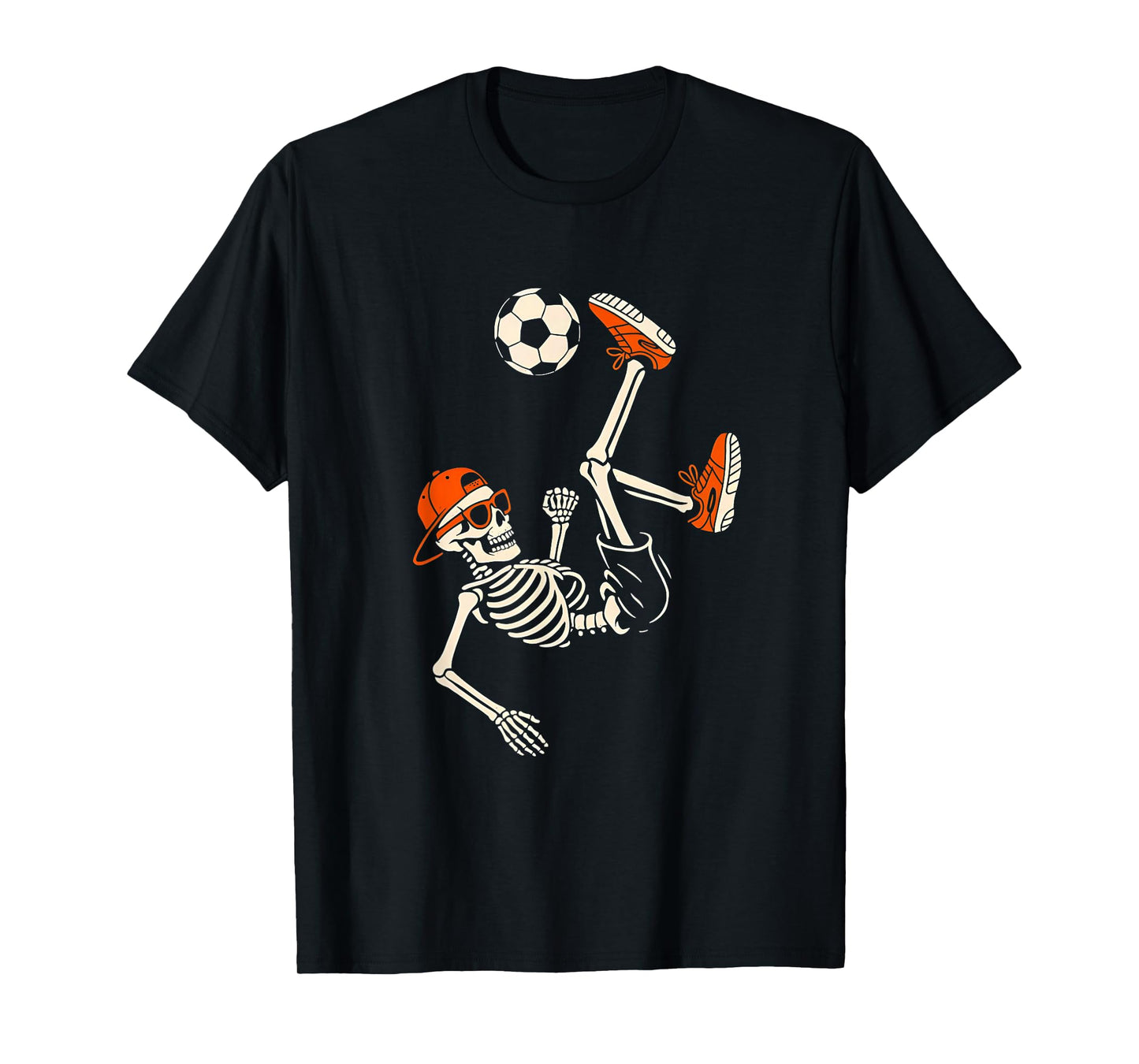 Halloween Skeleton Funny Soccer Shirt for Teens Boys Men T-Shirt