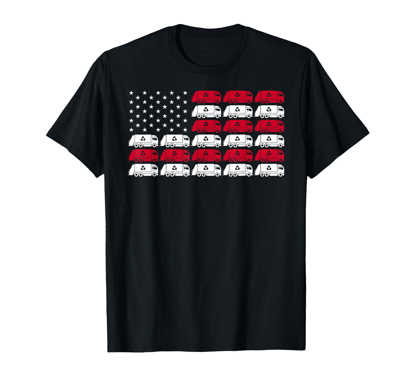 Garbage Truck USA American Flag Patriotic Men Women Boys T-Shirt