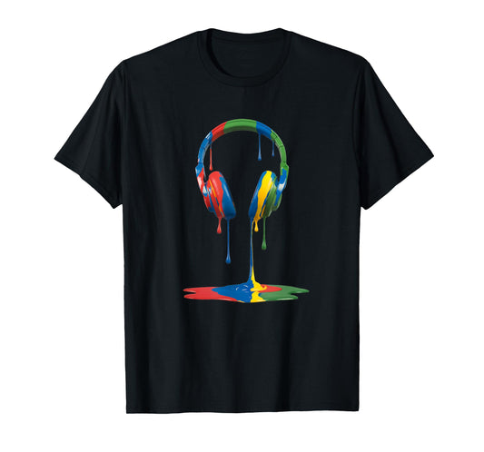 Gamer Headphones Paint Drip Music Lover T-Shirt