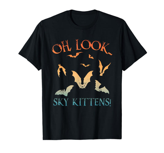Funny Bat Art For Men Women Kids Sky Kitten Bat Lovers T-Shirt