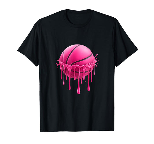 Vintage Pink Basketball Drip Graphic Toddler Boys Girls Kids T-Shirt