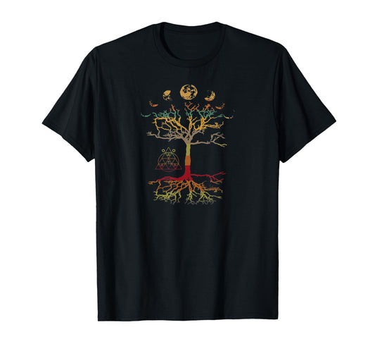 Phases of the Moon Tree of Life Retro Hippie T-Shirt