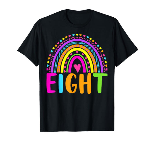 8th Birthday Shirt Girl 8 Year Old Girls Eight Rainbow Kids T-Shirt