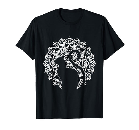 Cat Shirt Zen Cat Print Tee Mandala Shirt Yoga T-Shirt