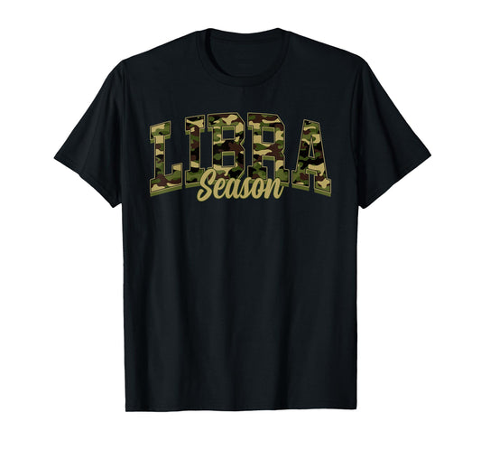 Libra Season Camo Camouflage Birthday Zodiac T-Shirt