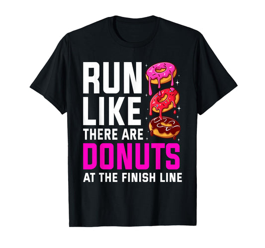 Funny Running For Men Women Donut Finish Line Marathon T-Shirt