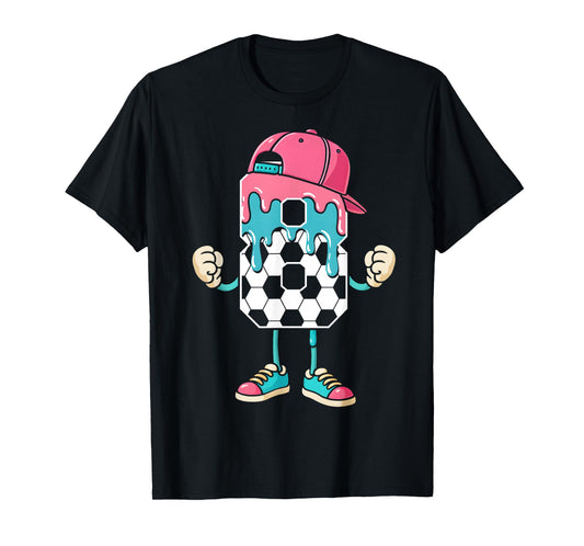 Soccer 8 Year Old Ice Cream Drip Youth 8th Birthday Boy 8 T-Shirt
