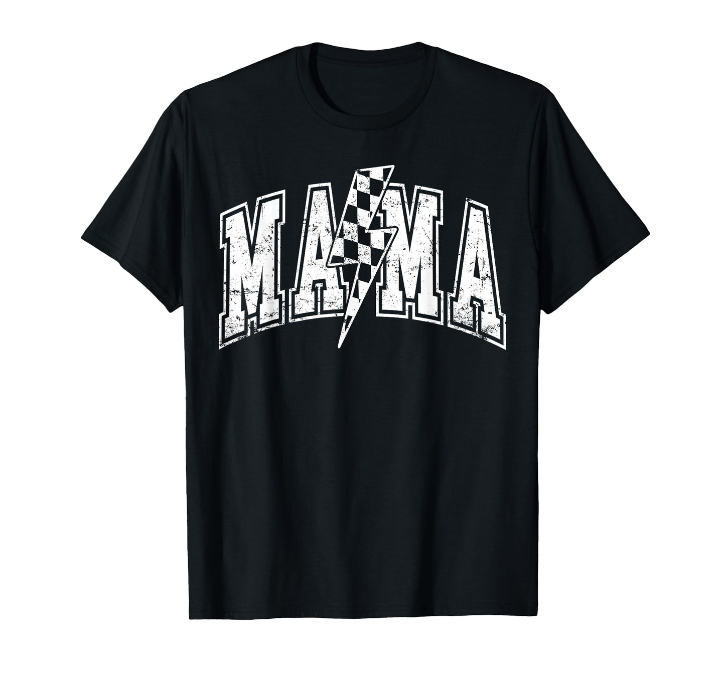 Mama Lightning Bolt Checkered Varsity Mom Women Mother's Day T-Shirt