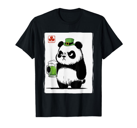 Grumpy Panda St Patty's Shamrock Beer Funny St Patrick's Day T-Shirt