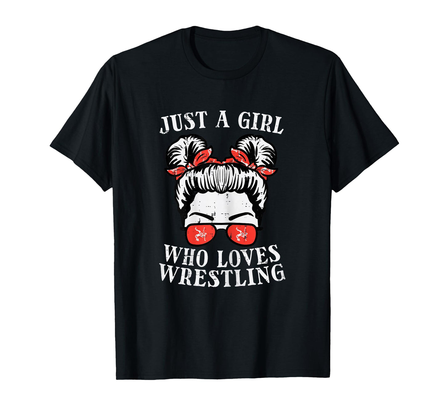 Just Girl Who Loves Wrestling Messy Bun Wrestler Women Kids T-Shirt