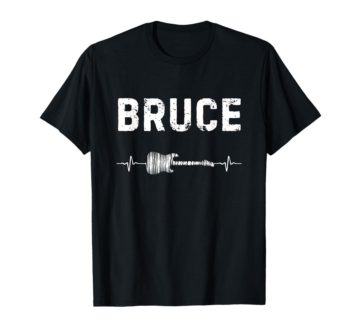 Bruce Guitar Heartbeat Music Guitarist Retro Vintage T-Shirt