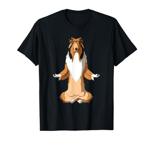 Yoga Collie Dog Long Hair Collie Men Women Girls Kids T-Shirt
