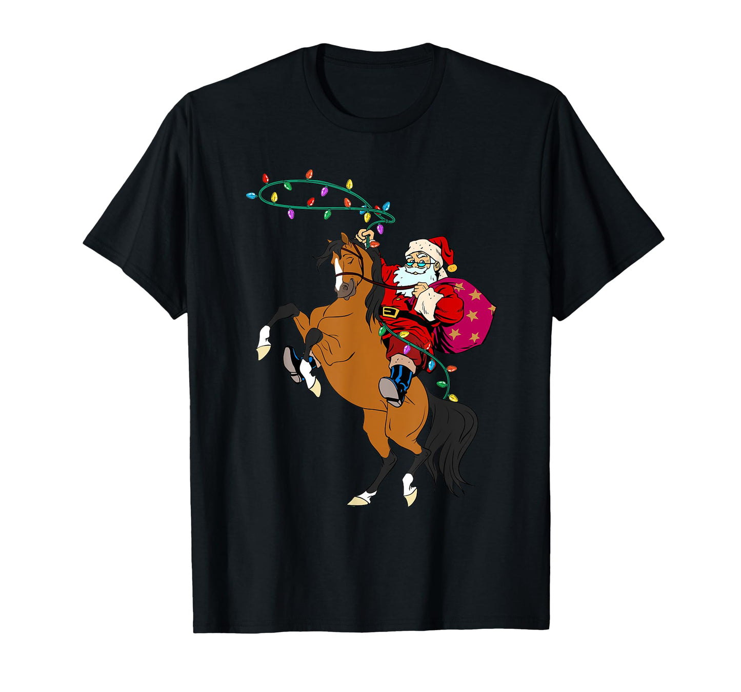 Cowboy Santa Claus Riding A Horse Christmas Cowboy Kids Boys T-Shirt