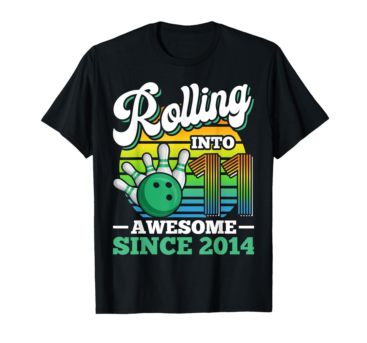 Bowling Birthday Party Rolling Into 11 Years 11th Birthday T-Shirt