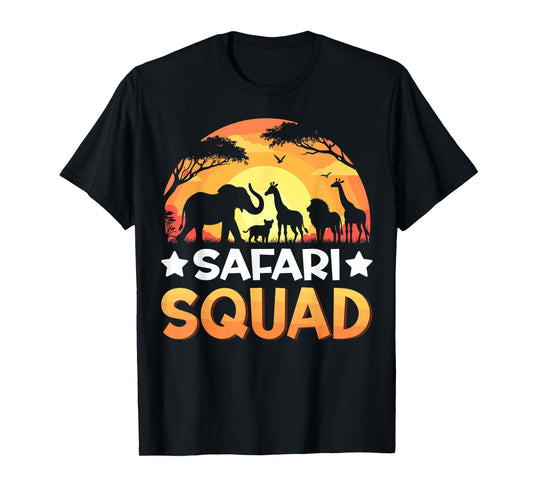 Safari Squad Safari Animals Sunset Wildlife Matching Zoo T-Shirt